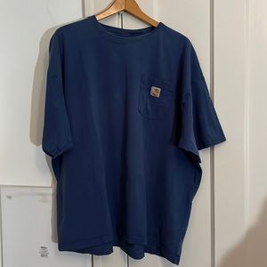 ✅ CARHARTT Vintage Short Sleeve Distressed Pocket Tee T Shirt 100% Cotton Blue